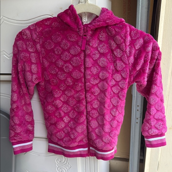 Pink Fuzzy Hooded Jacket Sz 6x - Picture 1 of 4